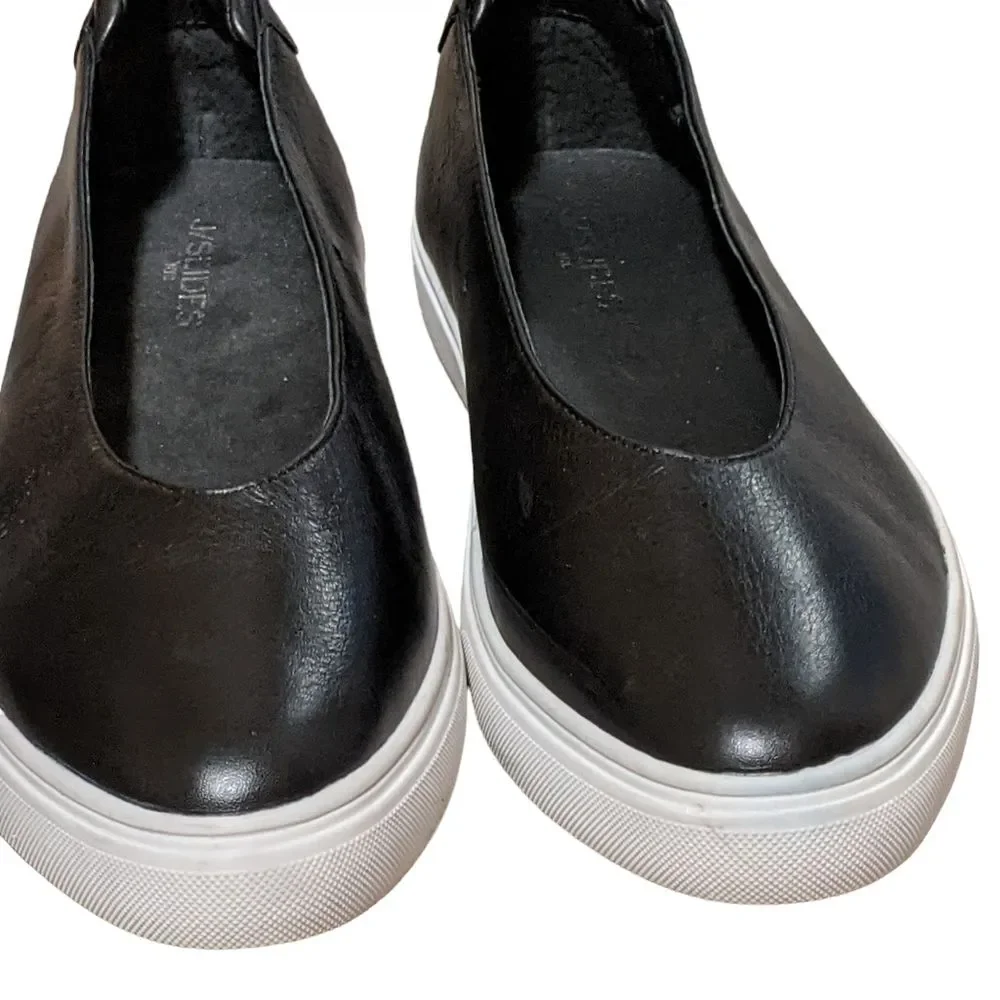 J/Slides Gwen black leather platform slip on sneaker loafer size 11M